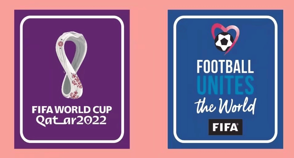 2022 Qatar World Cup Purple & Football Unites The World Blue Badges